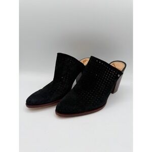 Sam Edelman Black Suede Perforated Heeled Mules Size 8M